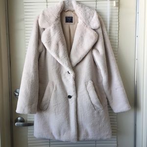 Abercrombie & Fitch Light Pink Faux Fur Jacket